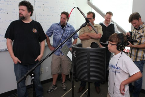 Recording voice over in the studio